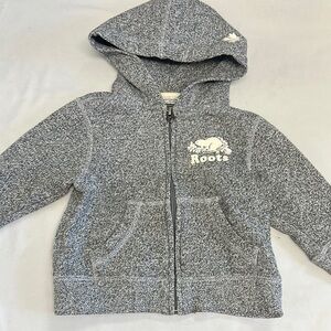 Roots Gray Hooded Sweatshirt with Zipper and Logo